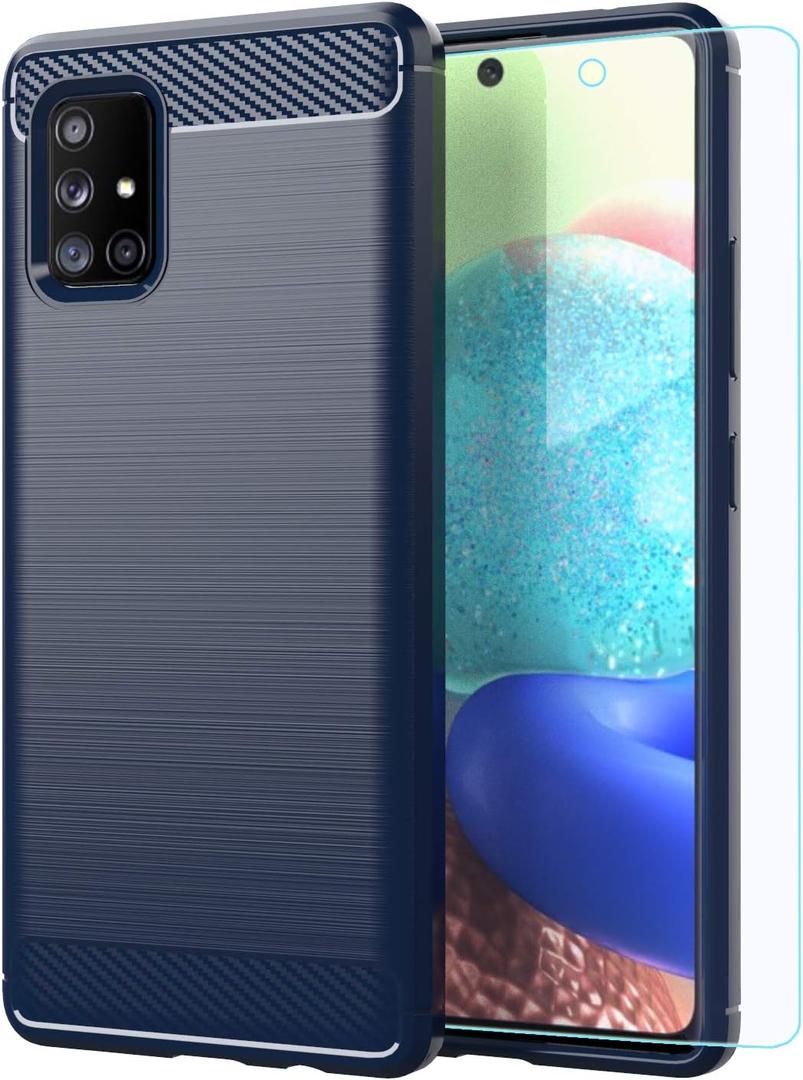 Samsung A71 5G case,Galaxy A71 5G case with HD Screen Protector, Soft TPU Slim Fashion Non-Slip Protective Phone Case Cover for Galaxy A71 5G (Navy Blue)