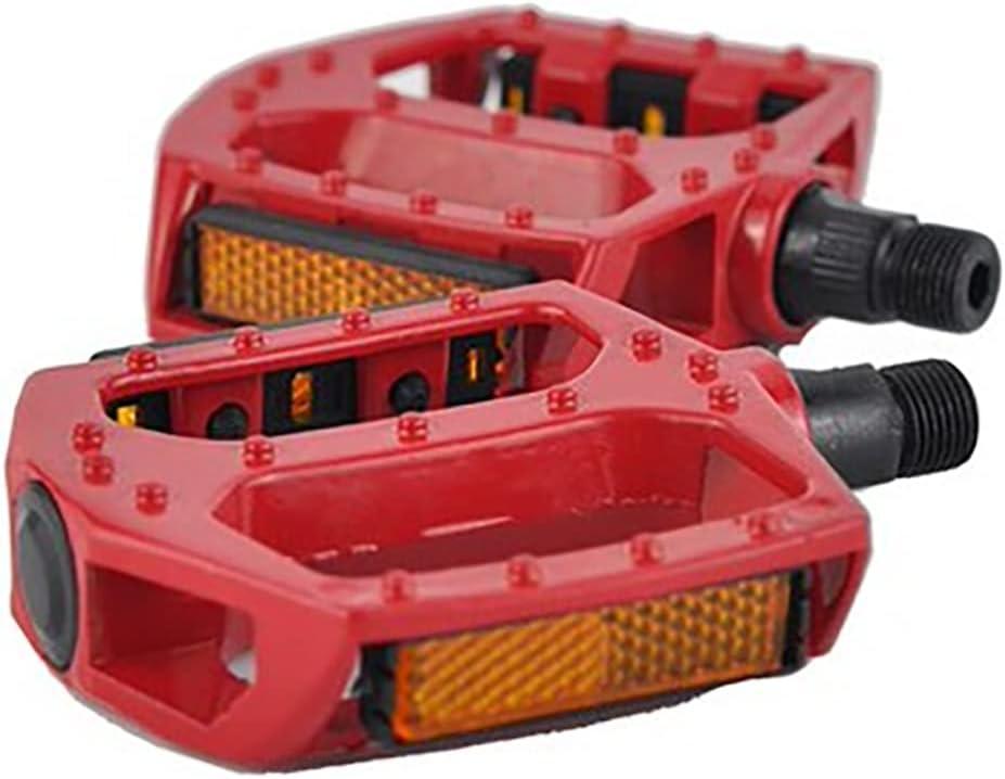 BlueSunshine Bike Pedals Set 9/16" for Mountain Bike, Aluminium Alloy Bearing Platform Pedals for BMX MTB Road Bicycle. Lightweight but Strong and Durable Alloy Flat Platform Pedals (Red)