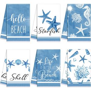 Oudain Sets of 6 Summer Beach Kitchen Towels Starfish Shells Dishcloths Ocean Coastal Dish Hand Towels Kit Novelty Gifts for Party Cooking Baking Kitchen Farmhouse Bathroom Supplies Oudain Sets of 6 Summer Beach Kitchen Towels Starfish Shells Dishcloths Ocean Coastal Dish Hand Towels Kit Novelty Gifts for Party Cooking Baking Kitchen Farmhouse Bathroom Supplies