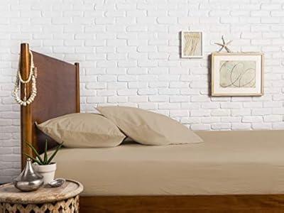 Comfortica Classics 100% Egyptian Cotton 600 Thread Count, Sand Twin XL Fitted Sheet with Elastic All Around, Soft & Silky Sateen Weave - Fits Mattress Upto 18 inches