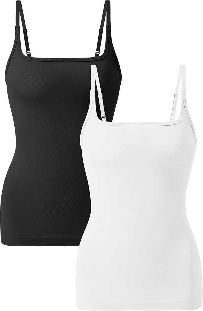 EUYZOU Women's Tummy Control Shapewear Tank Tops Seamless Square Neck Compression Tops Slimming Body Shaper Camisole (XXL)