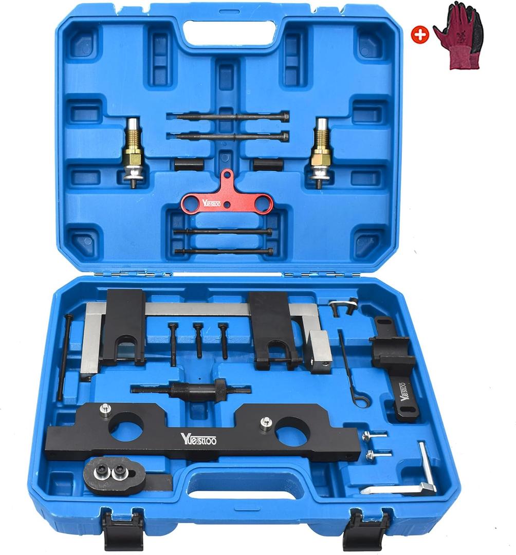 Camshaft Alignment Timing Tool Kit, Compatible with BMW N20 N26 Engine, with Flywheel Holder Tool & Balance Shaft Tool & Fuel Injector Install Removal Tool, with Gloves (23PC)