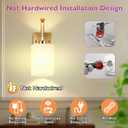 Battery Operated Wall Sconces Set of 2, Brass Gold Rechargeable Wall Sconces with Remote & Bulbs, Indoor Not Hardwired Wall Lights, 15 Colors Dimmable Cordless Wall Lamps for Living Room Hallway Foyer