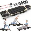 Pilates Board Reformer for Home Workout, 5-in-1 Pilates Equipment with Dual & Split Foot Pads, Smooth Sliding Rail System, Adjustable Headrest for 110190cm, Core & Full-Body Training