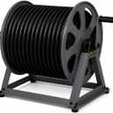 Real Hose Storage Dual Floor and Wall Mounted Garden Hose Reel, Holds 200ft of Water Hose, Heavy Duty Metal Hose Reel, Space Saving Hose Reel Organizer for Yard, Garage & Shed (Graphite)