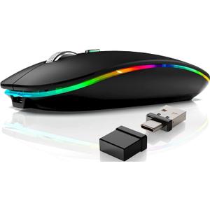 Wireless Bluetooth Mouse for MacBook Air/ Mac/ Pro/ Laptop/ Computer/ PC, Rechargeable Dual Mode Switch Mouse Bluetooth 5.2/ 3.0 and 2.4GHz USB Type-C Receiver