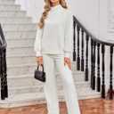 Amoretu Womens Mock Cowl Neck Sweatshirt Lightweight Loose Fit Drop Shoulder Pullover Tops (White, M)