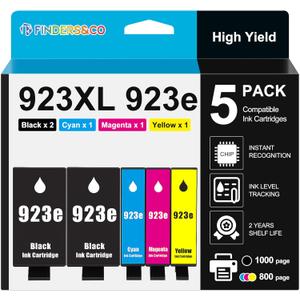 F FINDERS&CO 923e 923XL Ink Cartridges (with Chip) Compatible with HP 923 Ink Replacement for HP OfficeJet Pro 8120e 8122e 8130e 8125e 8135e 8138e 8139e Printer (2BK/C/M/Y)