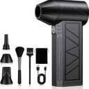 Compressed Air Duster, 130000 RPM High-Speed Electric Air Duster with Brushless Motor, 3 Magnetic Nozzles, 4 Speeds, LED Light & 5000mAh Rechargeable Battery for PC Keyboard Car Cleaning