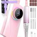 Nail Filer Electric Nail Drill Professional, Kisufu 45000 RPM Rechargeable Efile Nail Drill Kit with Smart Led, 1800mAh, Portable Nail Grinder for Salon Home Use, Women's Day Gifts (Pink).