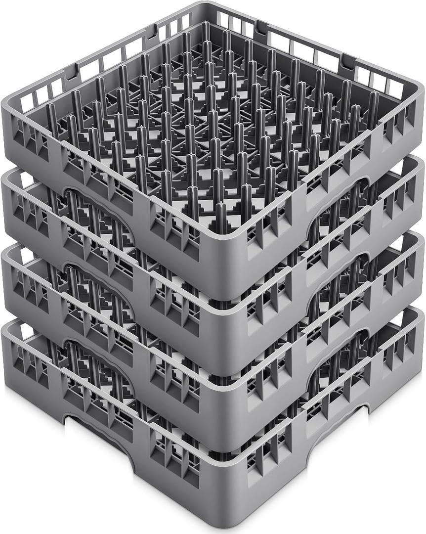 Aurelema 4 Pack Commercial Dishwasher Tray Rack, Peg Dish, Gray
