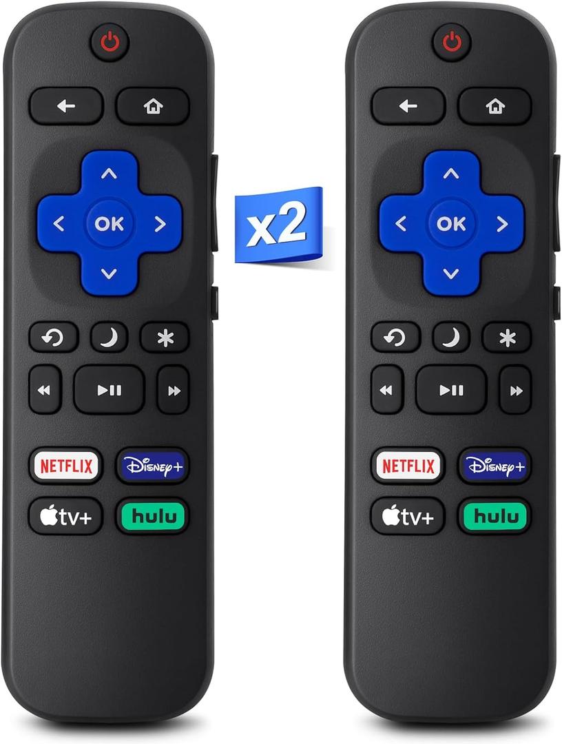 Replacement for Roku-TV-Remote, Compatible for Hisense/ Onn/ Sharp Roku Series Smart TVs (Not for Any Stick and Box)【Pack of 2】