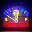 I Need Beer Neon Sign for Wall Decor Dimmable Beer LED Light Beer Dashboard Bar Neon Light for Man Cave Bar Pub Party Restaurant Christmas Birthday Gift Art Size13.6 * 12.5(WZCP020)