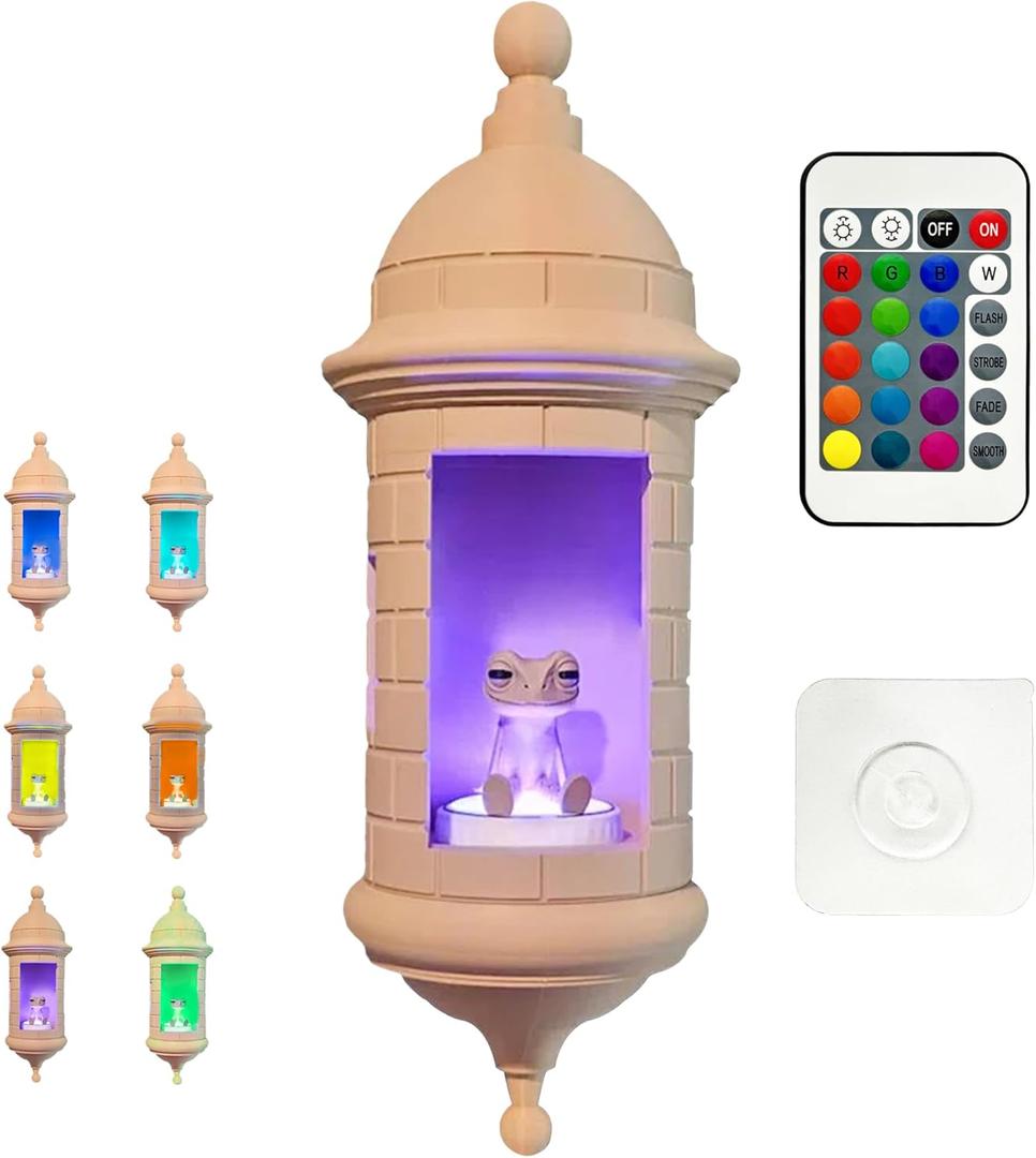 mutank Puerto Rican Garita Wall Coqui Desk Lamp, Coqui Frog Puerto Rico Frog Night Light Adjustable Color, for Bedroom Living Room Childrens Room Office Decor(Without Sound)(9.8 * 4.1 in)