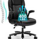 Home Office Chair, Executive Comeputer Desk Chair Ergonomic Office Chair with Adjustable Lumbar Support, Tilt Lock, PU Leather, Swivel Rolling Chair for Gaming Adult Working Study-Black