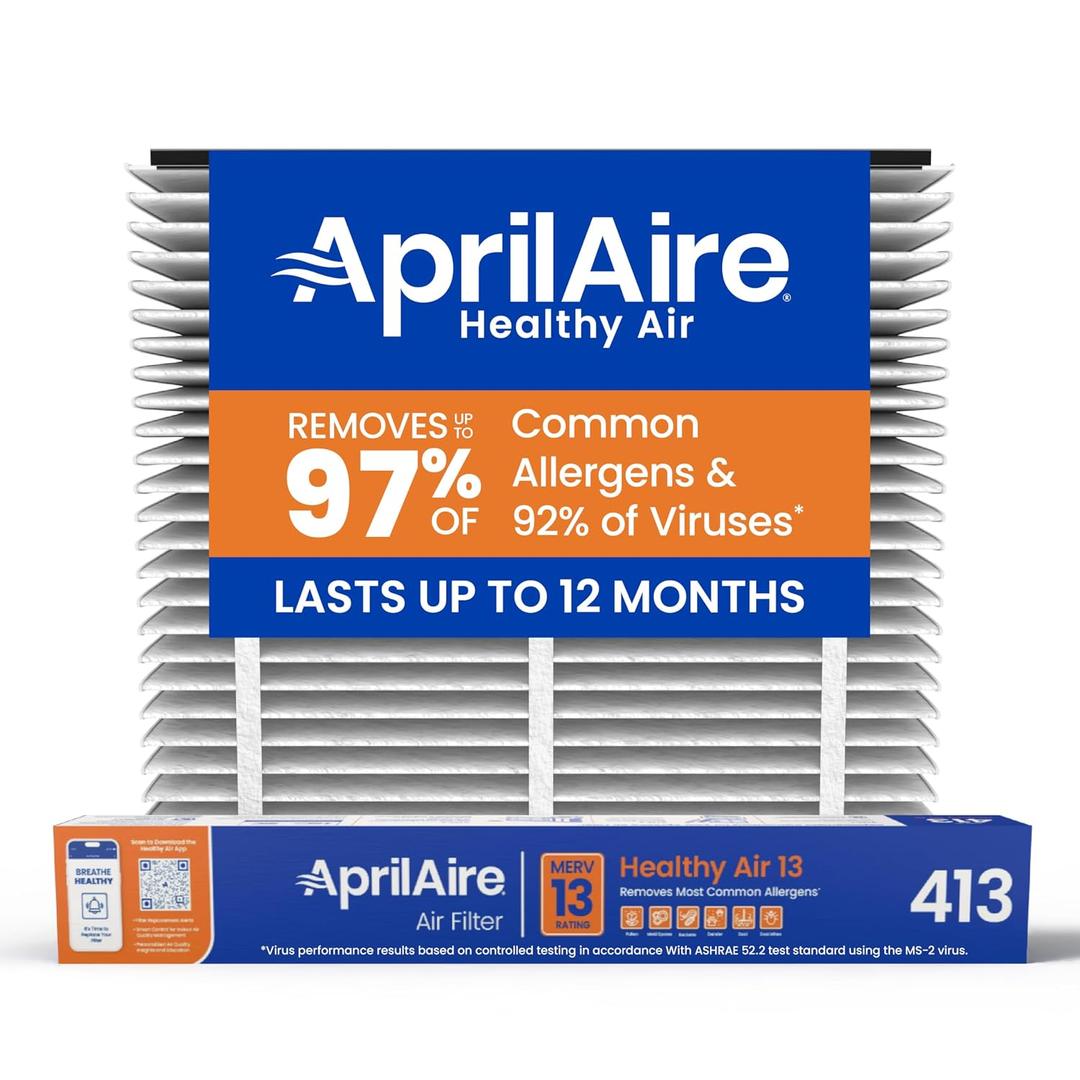 AprilAire 413 Replacement Filter for AprilAire Whole House Air Purifiers - MERV 13, Healthy Home Allergy, 16x25x4 Air Filter (Pack of 1)