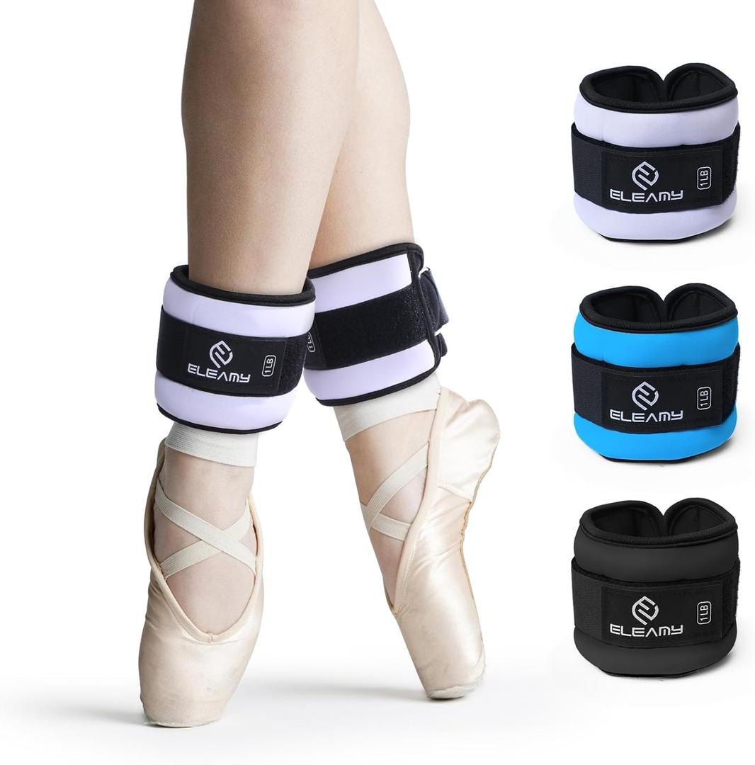 ELEAMY Ankle Weights for Women & Men - Pairs for Walking, Running, Yoga, Fitness - Premium Ice Silk Fabric - Comfortable, Durable & Tear Resistant (Black-Light Purple) 3lbs