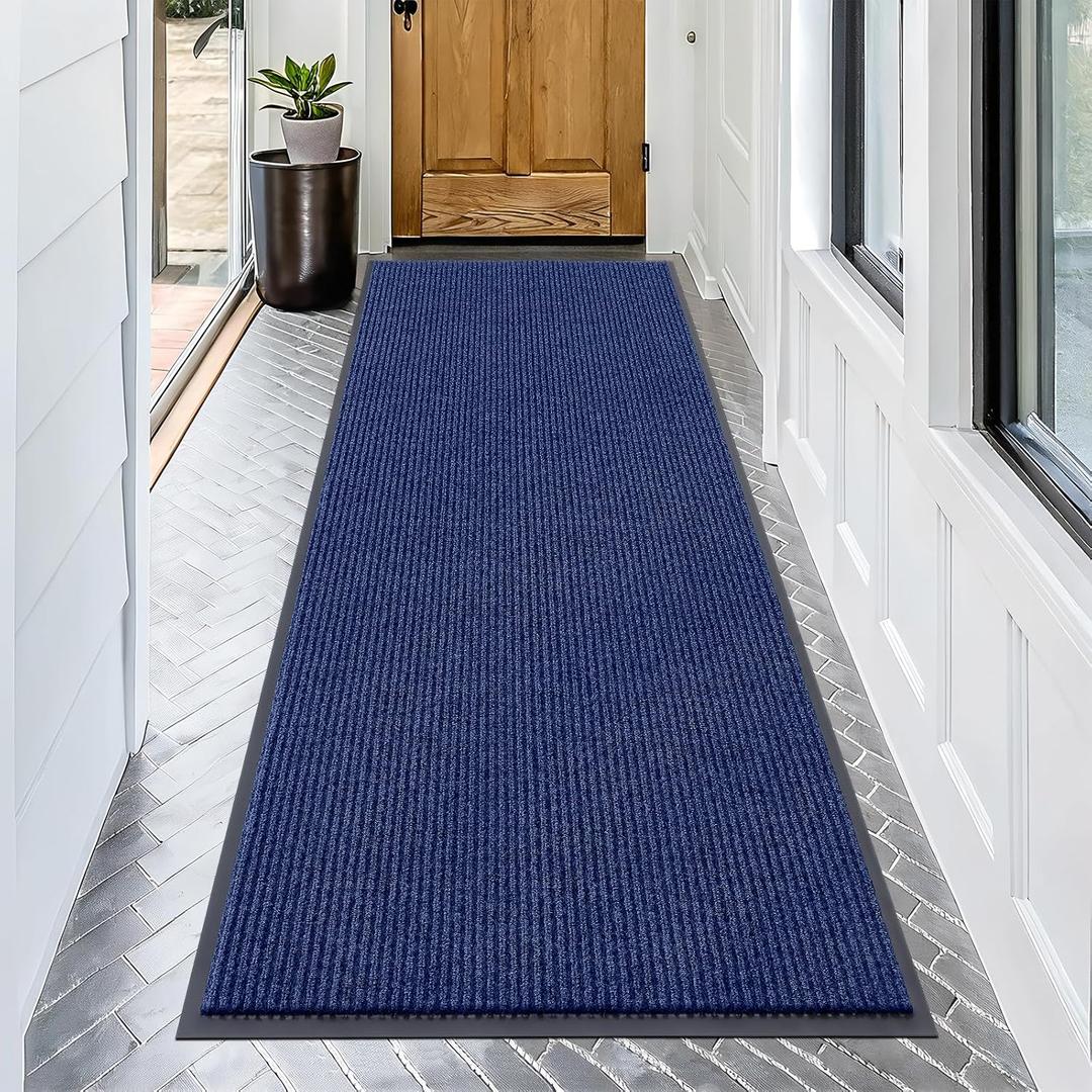 OLANLY Front Door Mat Indoor Outdoor Entrance, Waterproof Heavy Duty Doormat, Fade Resistant, Low Profile, Easy Clean Patio Porch Welcome Floor Mats for Entry, 71x34, Blue