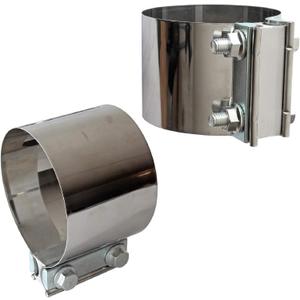 2PCS Exhaust Clamps 4 Inch Butt Joint Exhaust Pipe Muffler Clamp Band Stainless Steel Exhaust Pipes Connection for Cars