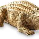 Signature Design by Ashley Lauretman Contemporary Polyresin Alligator Sculpture, Antique Gold, 22.88" W x 10.5" D x 6" H