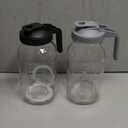 Glass Pitchers with Lid, Set of 2, 64OZ Leak-Proof Airtight Mason Jars, Wide Mouth Water Jugs for Cold Brew Coffee, Iced tea, Milk, Food Storage, Sun Tea Jar. (Black+Grey)