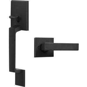 Aqara Front Door Handleset, Single Cylinder Exterior Door Entry Handle with Door Lever, Reversible for Right and Left Handed Sided Doors, Non-Locking, Ideal for Modern Doors Smart Locks