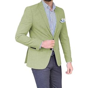 Mens Linen Suit Jackets Casual Two Button Slim Fit Blazers Suit Sport Coats for Wedding Prom Party, Size L