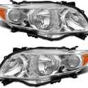 for 2009 2010 Toyota Corolla Headlight Assembly compatible with 09 10 Corolla Base/CE/LE/XLE Models North America Built Vehicle Clear Lens Chrome Housing Amber Reflector Replacement Pair (OE Type)