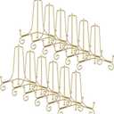 12 Pcs Gold Iron Plate Stands for Display, 6 Inch Decorative Metal Plate Holders Gold Foldable Easel Holder Picture Display Stands for Decorative Dish, Picture, Book, Tabletop Art