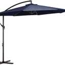 JEAREY 10ft Outdoor Umbrella Backyard Offset Patio Umbrella Cantilever Umbrella Hanging Market Garden Umbrellas with Crank & Cross Base