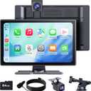 Carplay Screen for Apple Carplay & Android Auto, 9" HD IPS Wireless Touch Car Play Screen for Car, 4K Dash Cam, 1080p Backup Camera, Voice Control, Navigation, Mirror Link, Bluetooth, FM