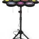 Electric Kids Drum Set,Electronic Drum Set Practice 9 Pads With Stand,Music Recording,Light Up Drum Sticks,Drum Pedal,Midi,Dual Stereo Speaker(Rainbow)