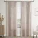 Joywell Linen Pinch Pleated Window Curtains 84 Inch Long,Back Tab Clip Rings Semi Sheer Light Filtering Drapes with Hooks for Bedroom Living Room Decor,W50 x L84,Oatmeal,2 Panels Set