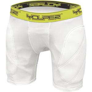 Youper Boys Youth Padded Sliding Shorts with Cup Pocket for Baseball, Football, Lacrosse (Small, White Yellow)