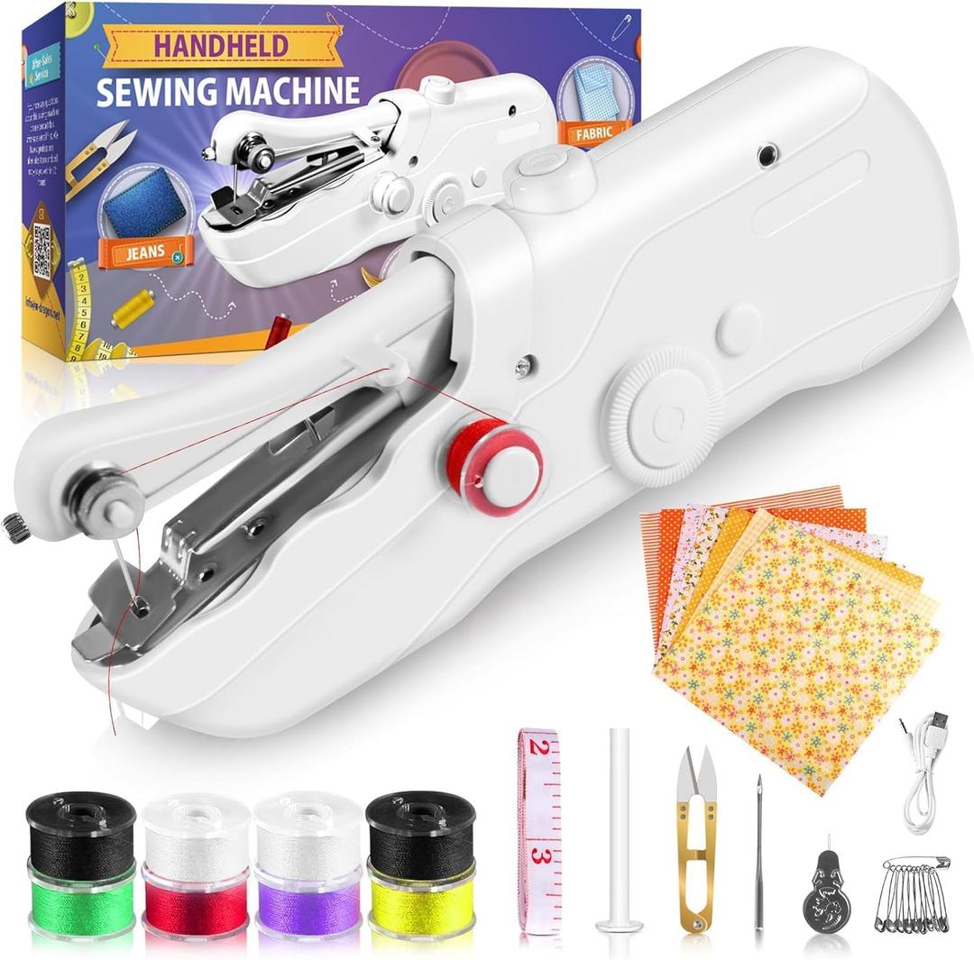 Handheld Sewing Machine, Quick Electric Mini Sewing Machine, Hand Sewing Machine Easy to Use for Beginners and Adults, Hand Held Sewing Device Fast Stitch Suitable for DIY Home Travel