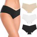 Altheanray Womens Underwear Bikini Silky Seamless Underwear for Women Panties Cheeky Hipster No Show Women's Underwear (X-Large, Black White Skin)