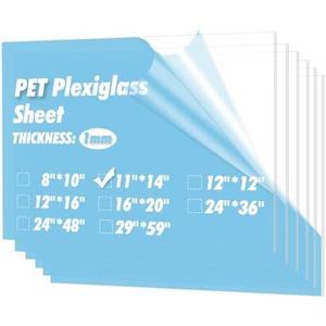 Art3d 10-Pack of 11×14" PET/Plexiglass Sheets, Transparent Clear Flexible Plastic Sheet Panels for Craft, Picture Frames, Sign Blank, DIY Display Project