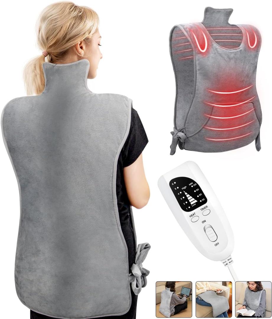 FTOYIN Heating Pad for Back Pain Relief, 16"x54" Large Heating Pad for Neck and Shoulders and Period Cramps, 6 Heat Settings, 4 Timers, Mothers Day Gifts, Birthday Gifts for Women