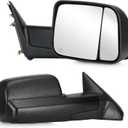 Youxmoto Towing Mirrors Fits 09-17 for Dodge Ram 1500; 11-17 Ram 2500/3500 Pickup Truck 2009 2010 2011 2012 2013 2014 2015 2016 2017, Tow Mirrors Heated, Manual Folding/Flip Up