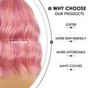 Short Bob Wigs with Bangs for Women Loose Wavy Wig Curly Wavy Shoulder Length Bob Synthetic Cosplay Wig for Girl Colorful Costume Wigs (Lovely Pink)