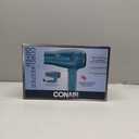 Conair Cord-Keeper Dryer with Folding Handle and Retractable Cord, 1875W Travel Hair Dryer, Ionic Technology, Teal