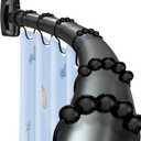 Curved Shower Curtain Rod,33-78 inches Adjustable Arched Round Shower curtain rods,Rustproof Black Curved Shower Curtain Rod for Bathroom, Premium Stainless Steel Need to Drill