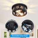 Glintawn 10.6 inch Black Flush Mount Ceiling Light Fixtures, 2-Light Ceiling Mount for Industrial, Crystal Light Fixtures for Farmhouse, Bedroom, Living Room, Kitchen, Hallway and Foyer (1 Pack)