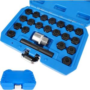 BHB 22PCS Wheel Locking Nut Key Removal Tool Kit Wheel Anti-Theft Lock Lug Nut Screw Remover Set with Punch and 1/2 Inch Driver Scoket Adaptor Compatible with BMW F Series Not All