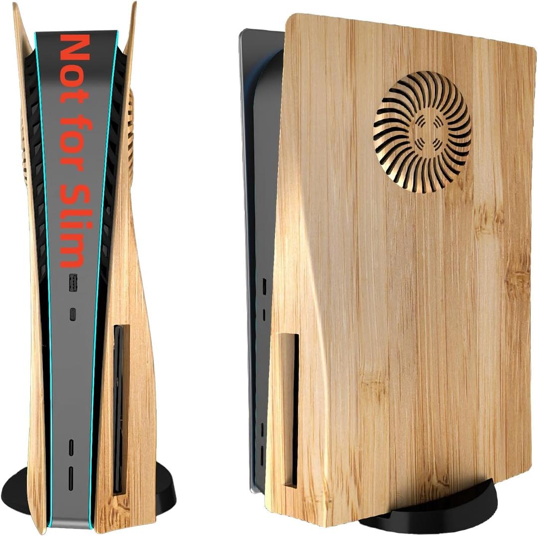 Cover Plates with Cooling Vent for PS5 Disc Edition Console, Accessories for PlayStation 5 Face Plates Side Panels Shell Replacement Protective Faceplates (Wood Grain)