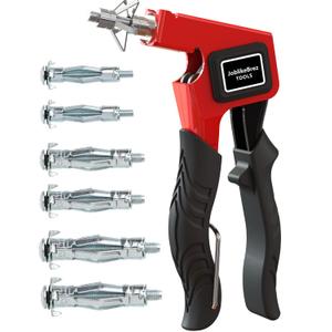 JoblikeBrez Molly Bolts for Drywall Plaster Walls (0.12"-1.28"), 34 PCS in 3 Sizes, Heavy Duty Hollow Wall Anchors with Setting Tool, Perfect for TVs, Curtain Rods, Mirrors, Towel Racks, Up to 55 lbs (Red)