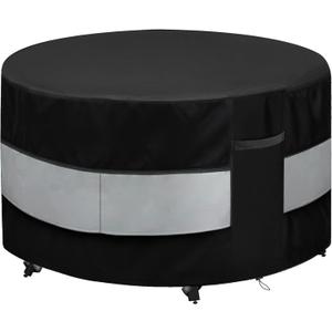 Round Patio Bar Height Table and Chair Cover Black Grey Waterproof Up to 10000pa for 73 x 43 Inch Outdoor Round Furniture Set Covers Patio Set Covers