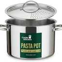 Stainless Steel Pasta Pot with Strainer Lid - 5.5 Qt Large Capacity Spaghetti Pot with Twist Lock Lid - Deep Cooking and Stock Pots for Boiling, Dishwasher Safe By Cooler Concepts