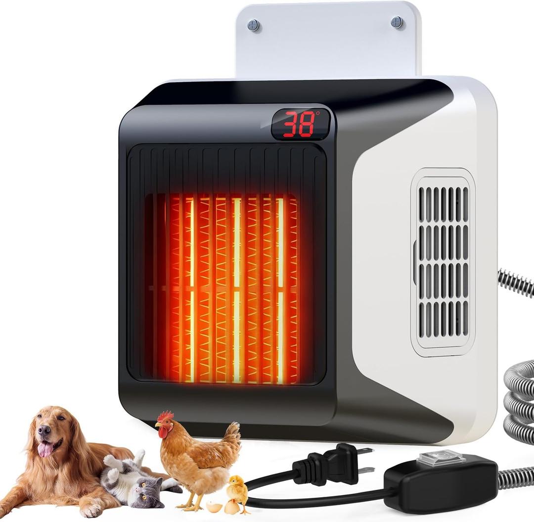 Dog House Heater With Thermostat,Pet Heater With Safe Overheat Protection And 6FT Anti Chew Cord,2 Heating Mode (600/300W) Pet Warmer Suitable For Dogs Chicken Coops Rabbits