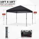 ABCCANOPY Pop Up Canopy - Outdoor Patio Portable Canopy Tent Heavy Duty for Backyard and Deck with 4 Sandbags(Black, 10x10)